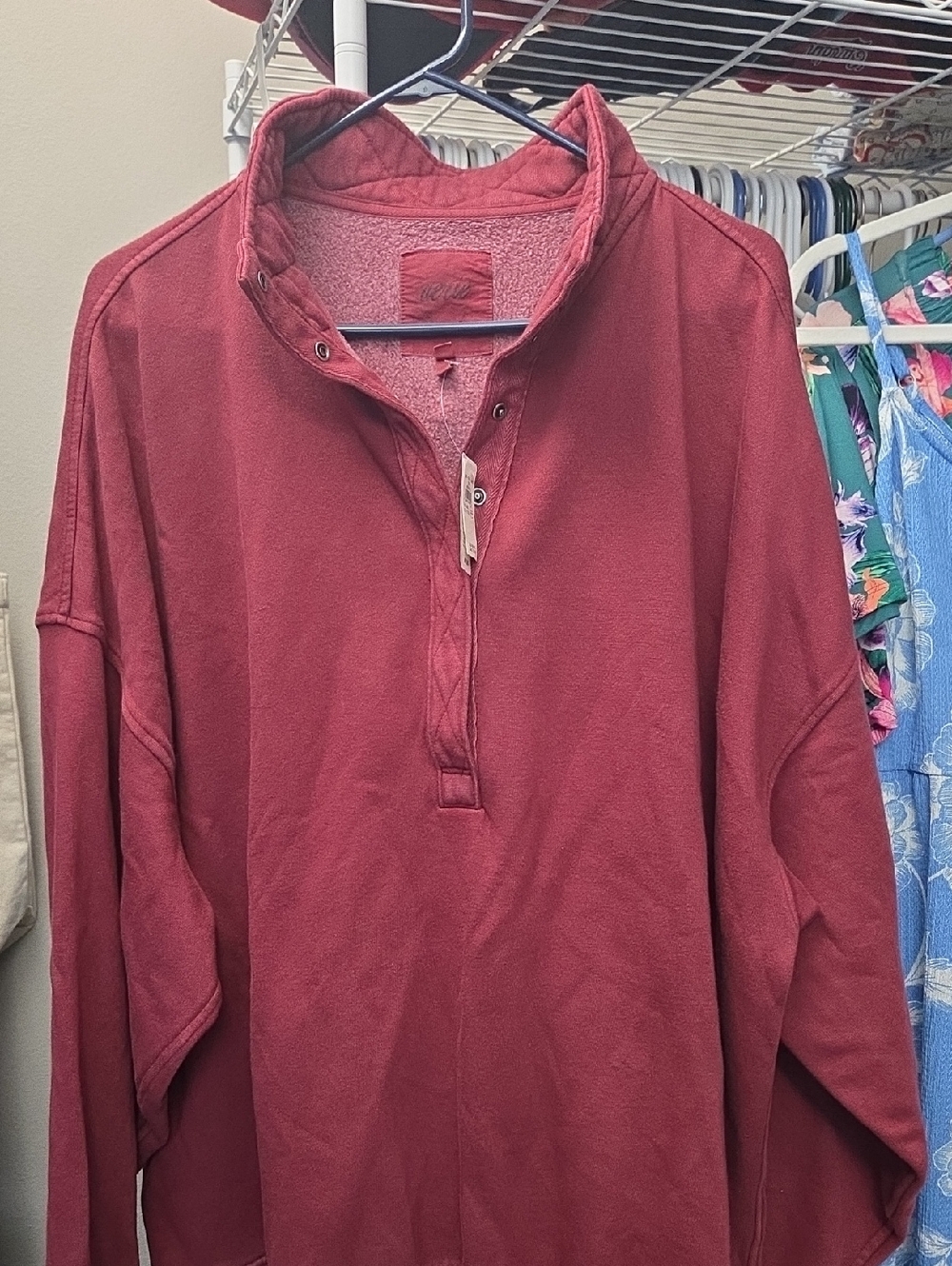 Womens AE Aerie Nwt Quarter-Snap Pullover Sweater - Burgundy
